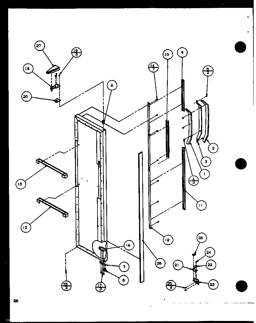 Amana SC25JP-P1116203W freezer door (sc22j/p1116001w) (sc22j/p1116002w) diagram
