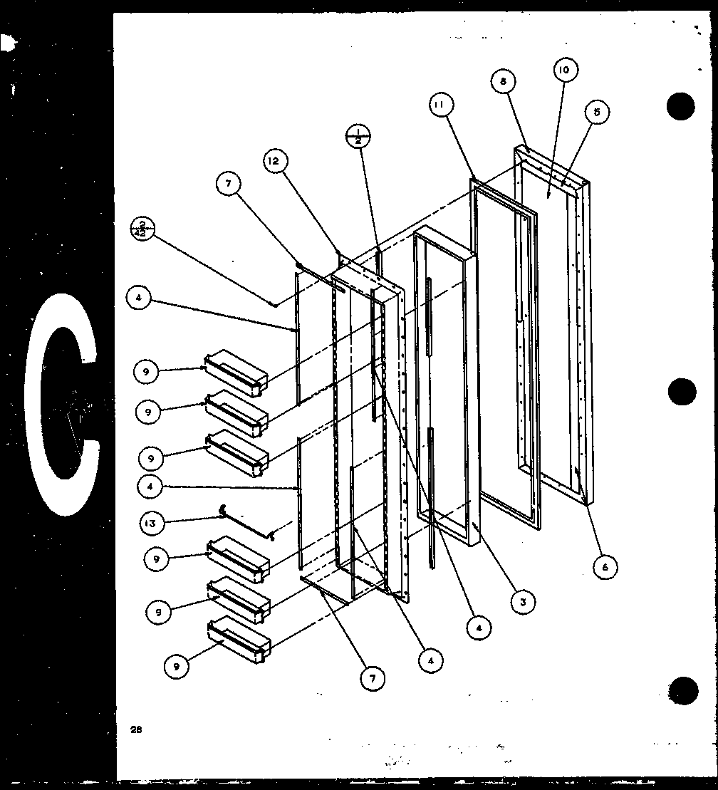 Amana SC25JP-P1116203W freezer door (sc22j/p1116001w) (sc22j/p1116002w) diagram