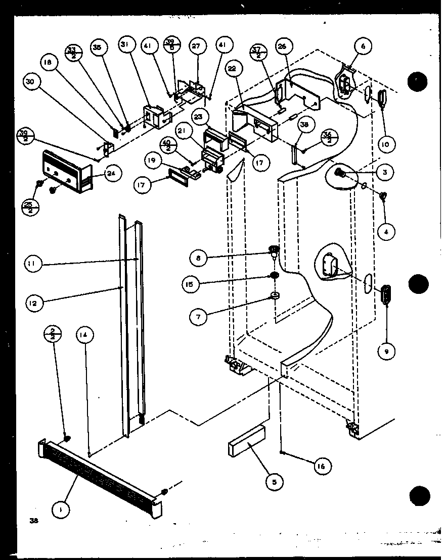 Amana SC25JP-P1116203W refrigerator/freezer controls and cabinet parts (sc22j/p1116001w) (sc22j/p1116002w) diagram