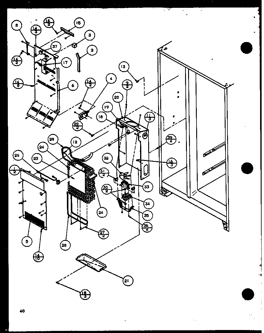 Amana SC25JP-P1116203W evaporator and iar handling (sc22j/p1116001w) (sc22j/p1116002w) diagram