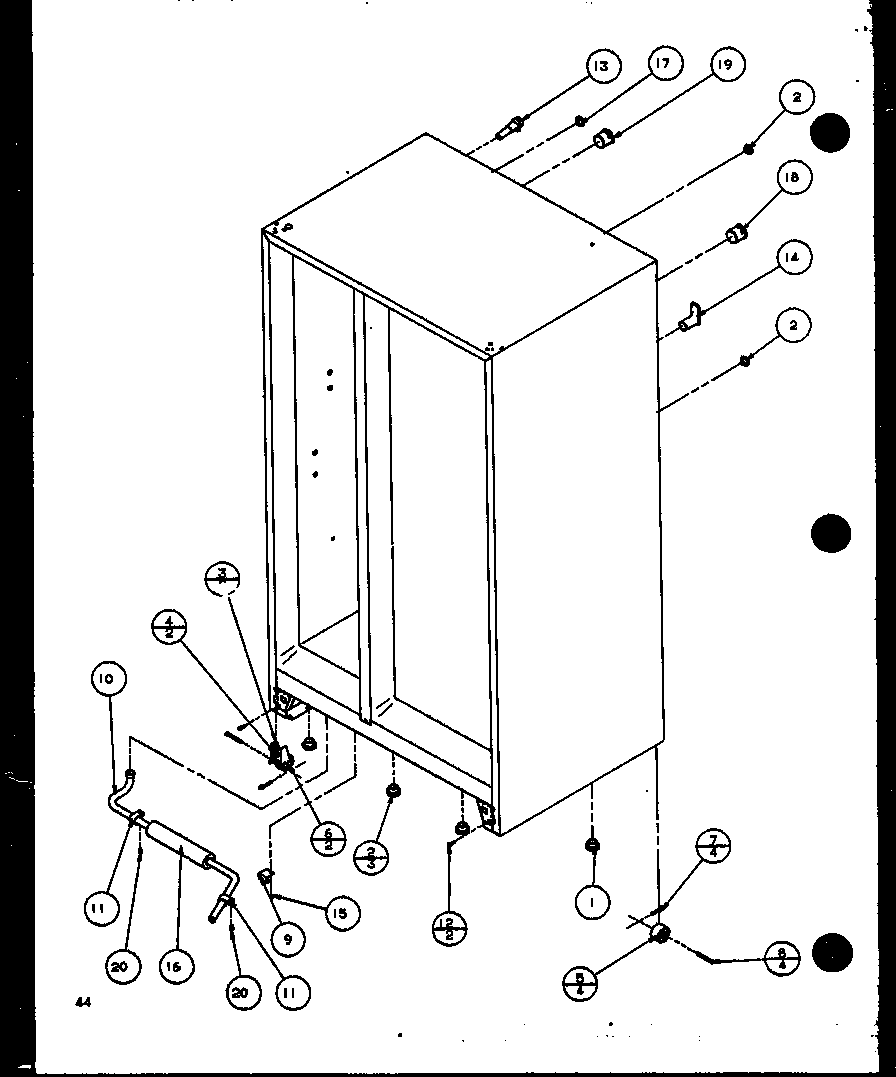 Amana SC25JP-P1116203W rollers and back unit (sc22j/p1116001w) (sc22j/p1116002w) diagram