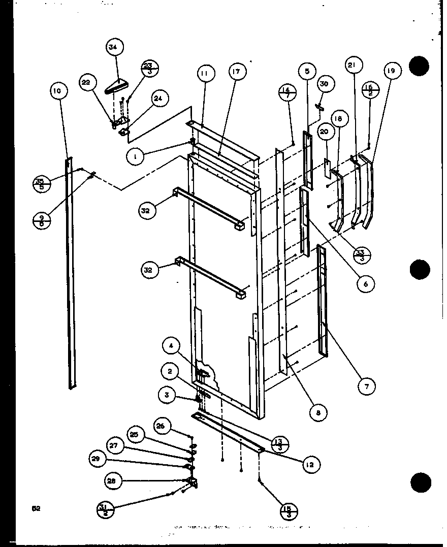 Amana SC25JP-P1116203W refrigerator door hinge anfd trimp parts (sc25j/p1116201w) (sc25j/p1116202w) (sc25jp/p1116203w) (sc25jp/p1116204w) diagram