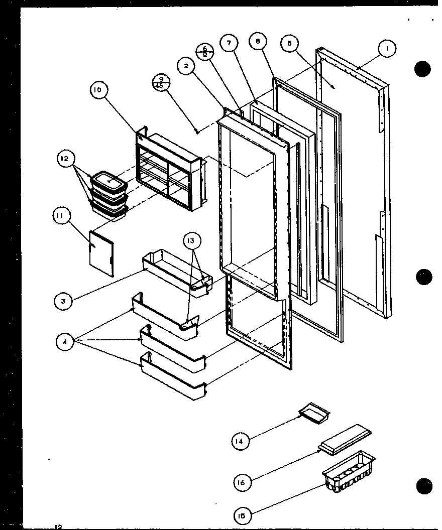 Amana 36571-P1108506W refrigerator door (36561/p1108501w) (36561/p1108502w) (36568/p1108503w) (36568/p1108504w) diagram
