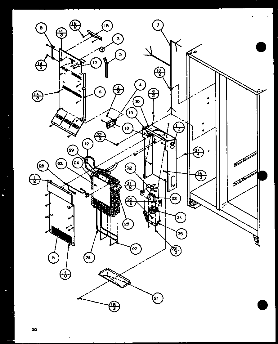Amana 36571-P1108506W evaporator and air handling (36561/p1108501w) (36561/p1108502w) (36568/p1108503w) (36568/p1108504w) diagram
