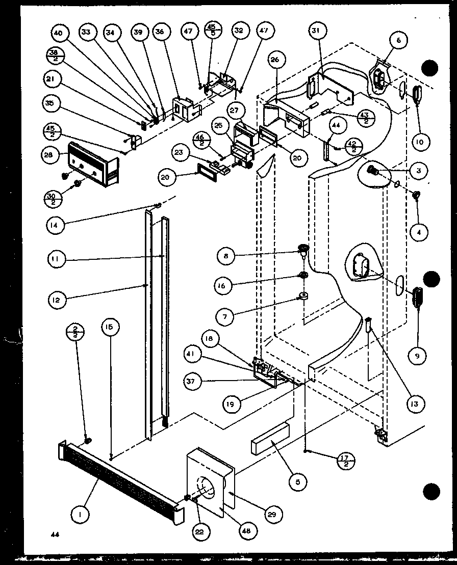 Amana 36571-P1108506W refrigerator/freezer controls and cabinet part (36571/p1108505w) (36571/p1108506w) (36578/p1108507w) (36578/p1108508w) diagram