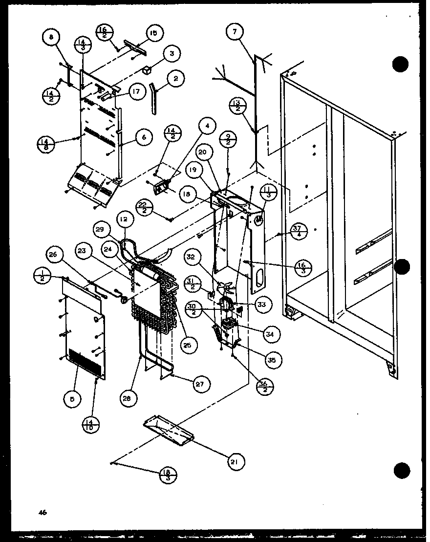 Amana 36571-P1108506W evaporator and air handling (36571/p1108505w) (36571/p1108506w) (36578/p1108507w) (36578/p1108508w) diagram