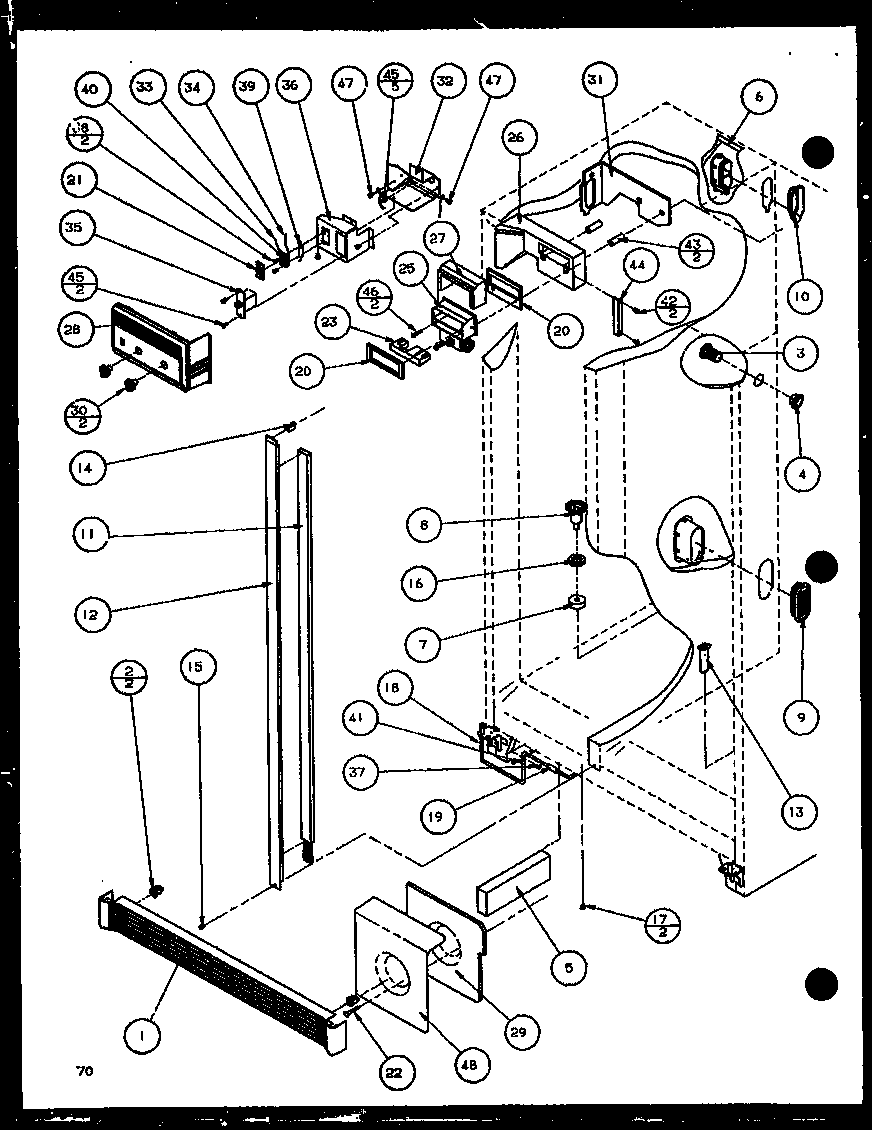 Amana 36571-P1108506W refrigerator/freezer controls and cabinet part (36261/p1108601w) (36261/p1108602w) (36268/p1108603w) (36268/p1108604w) diagram