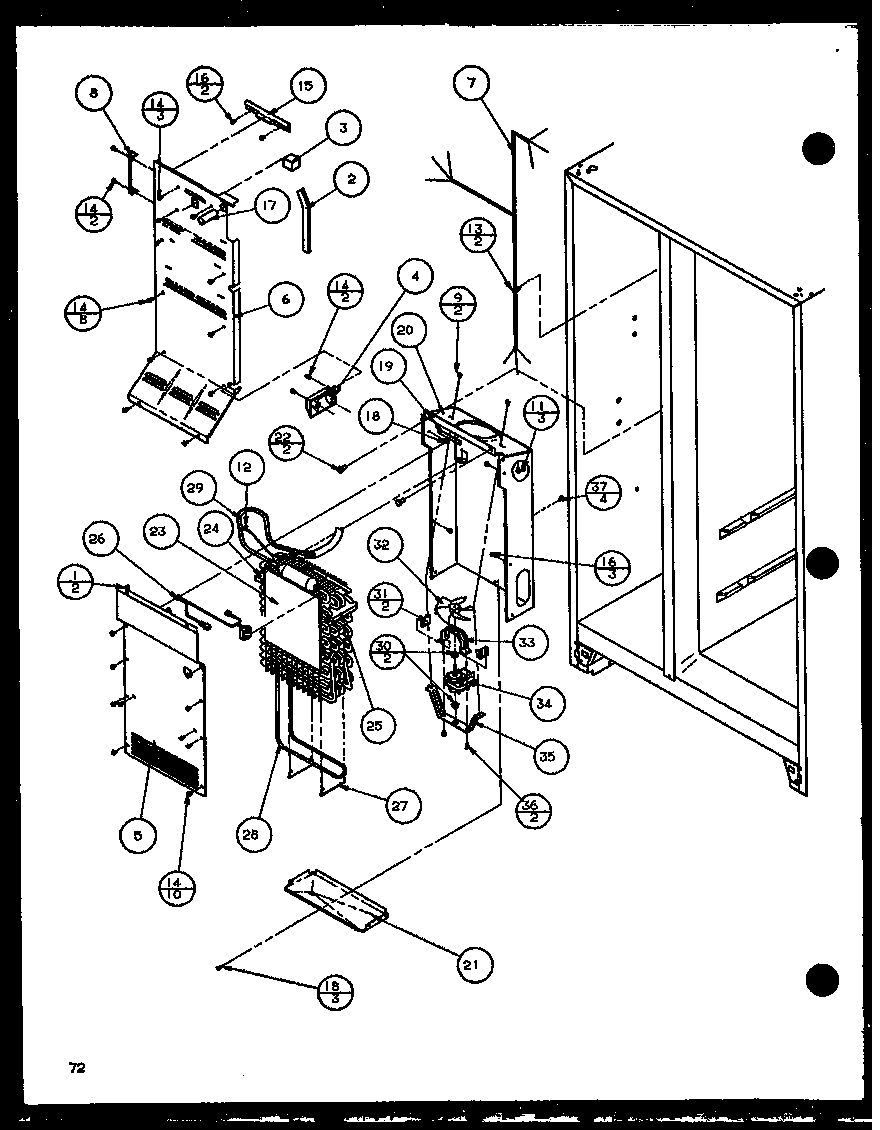 Amana 36571-P1108506W evaporator and air handling (36261/p1108601w) (36261/p1108602w) (36268/p1108603w) (36268/p1108604w) diagram