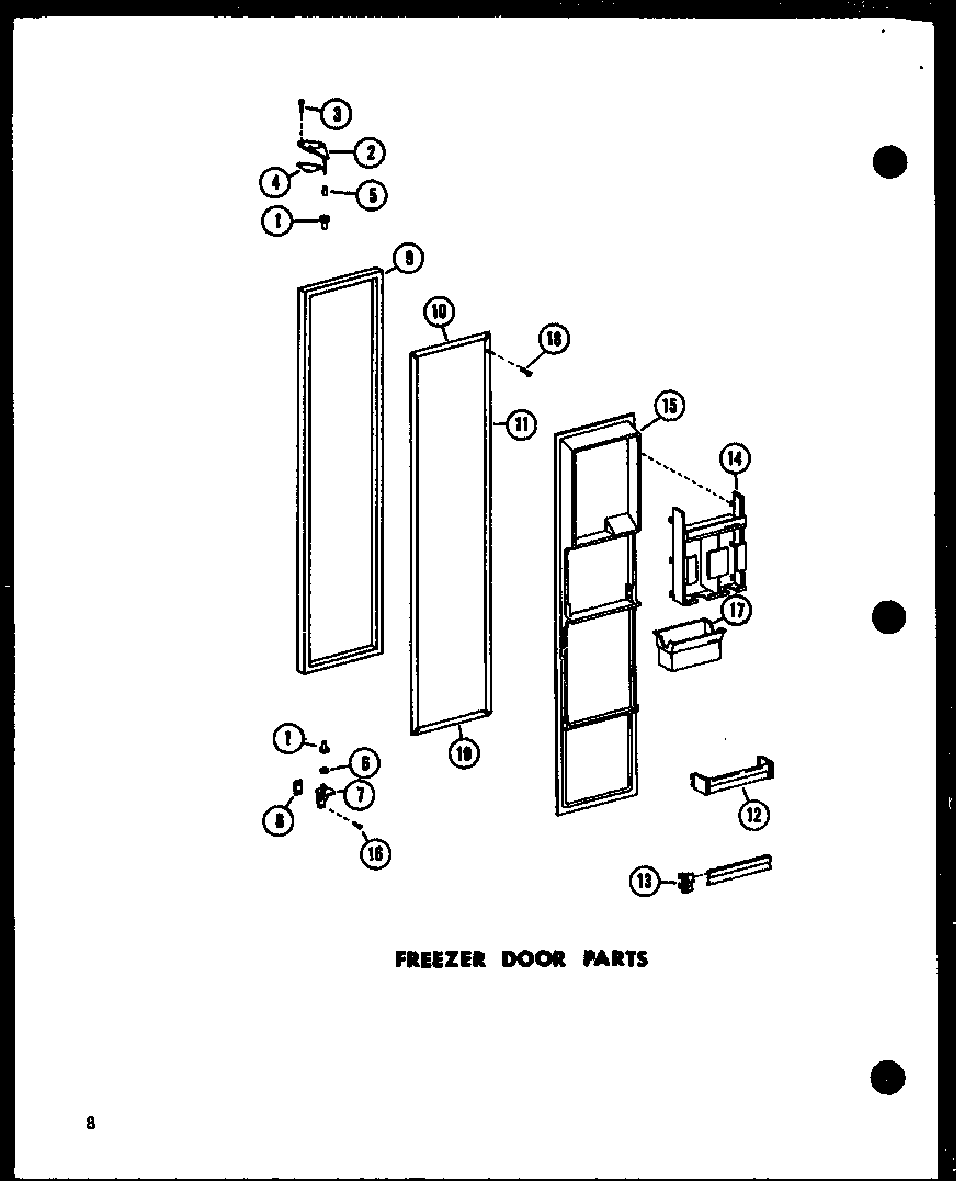 Amana SR22B-G-P73320-42WG freezer door parts diagram