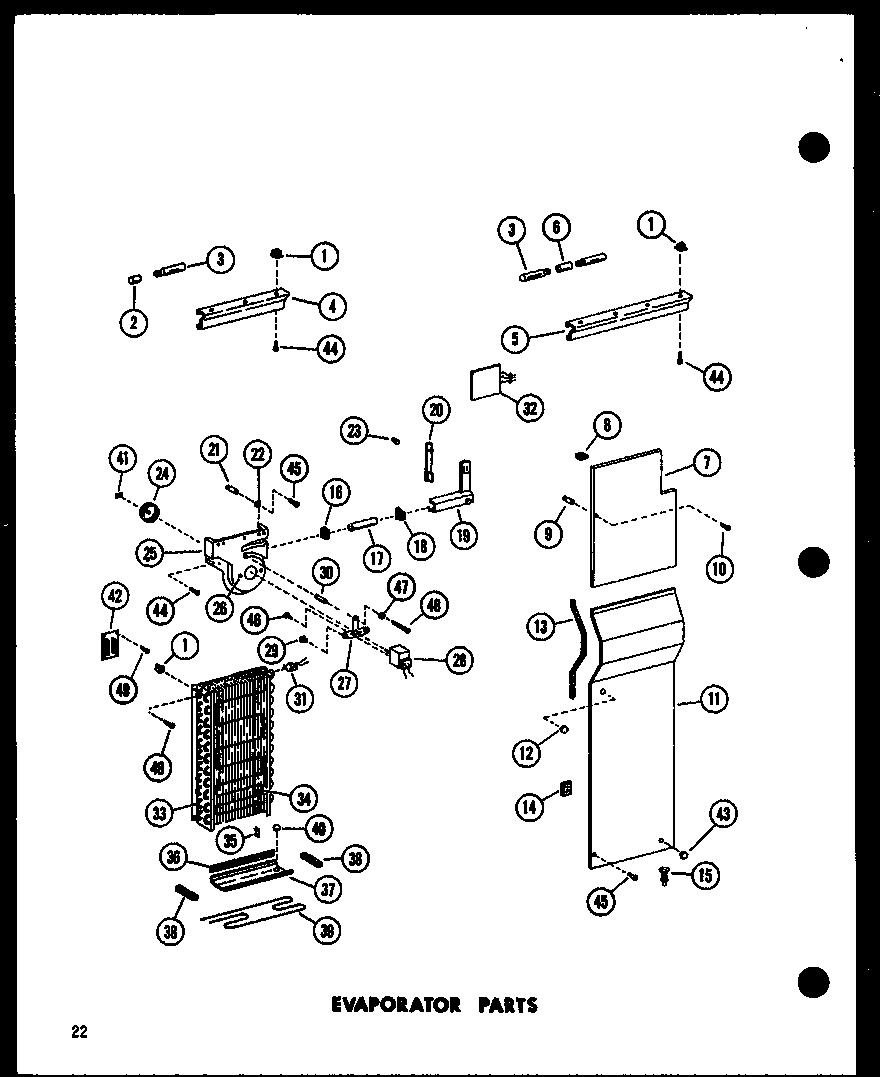 Amana SR22B-G-P73320-42WG evaporator parts diagram