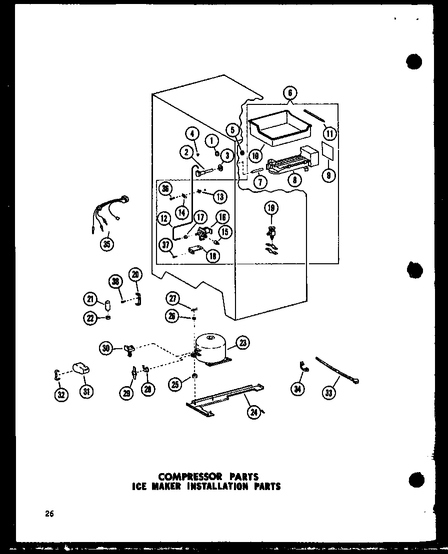 Amana SP19C-A-P73900-2WA compressor parts ice maker installation parts diagram