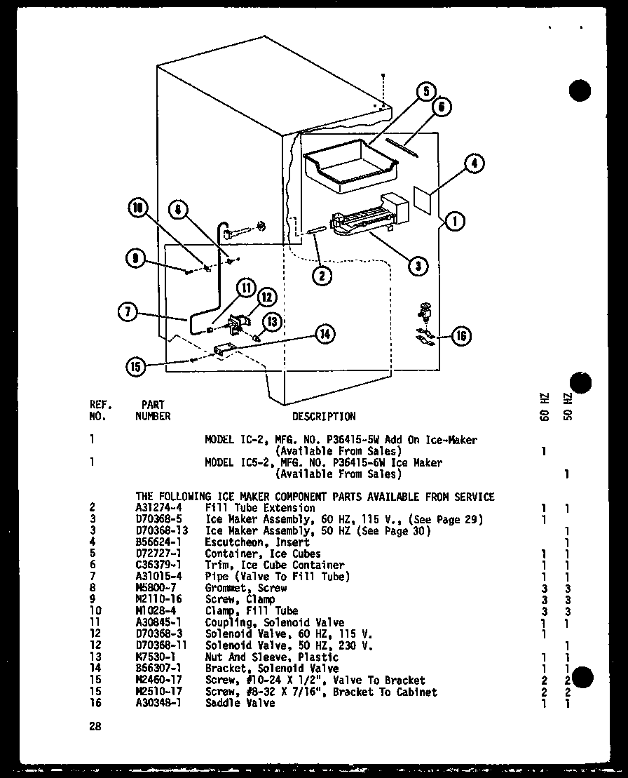 Amana SP19C-A-P73900-2WA icemaker diagram