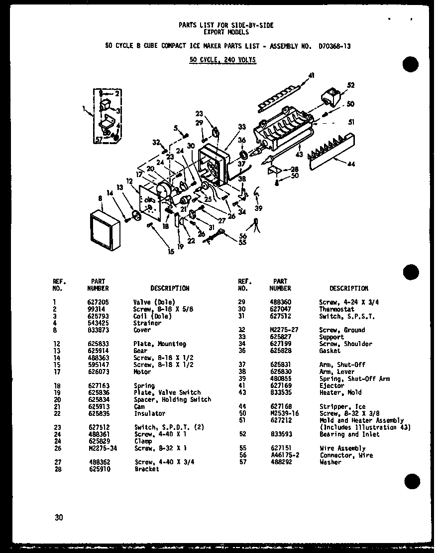 Amana SP19C-A-P73900-2WA 50 cycle 8 cube compact ice maker diagram