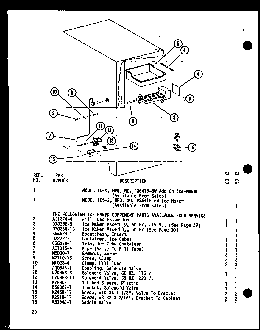 Amana SP19D-P73900-12W ice maker assembly diagram