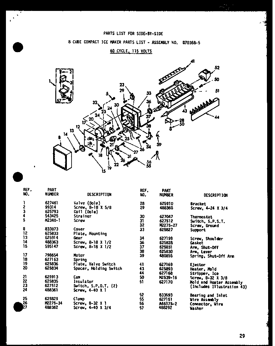 Amana SP19D-P73900-12W 8 cube compact ice maker diagram