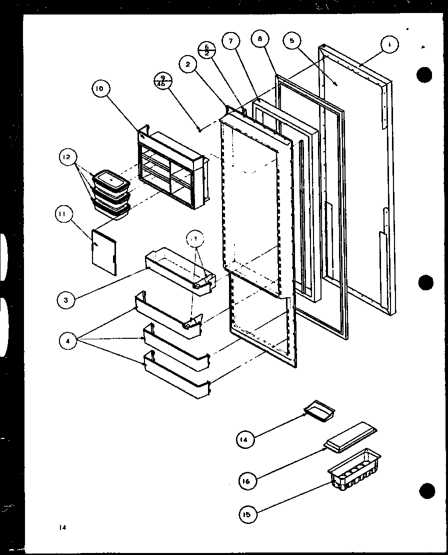 Amana SLD25JB-P1116503W refrigerator door (sld25j/p1116501w) (sld25j/p1116502w) diagram