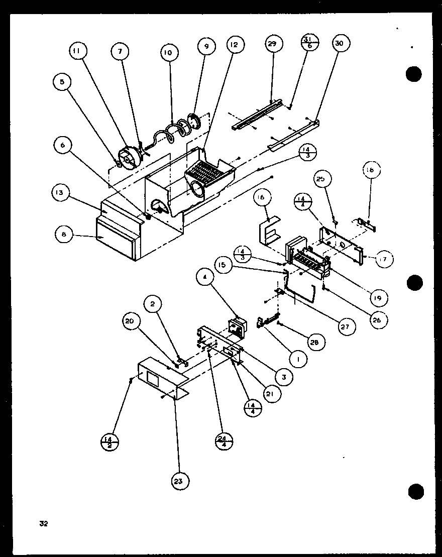 Amana SLD25JB-P1116503W ice bucket and ice maker (sld25j/p1116501w) (sld25j/p1116502w) diagram
