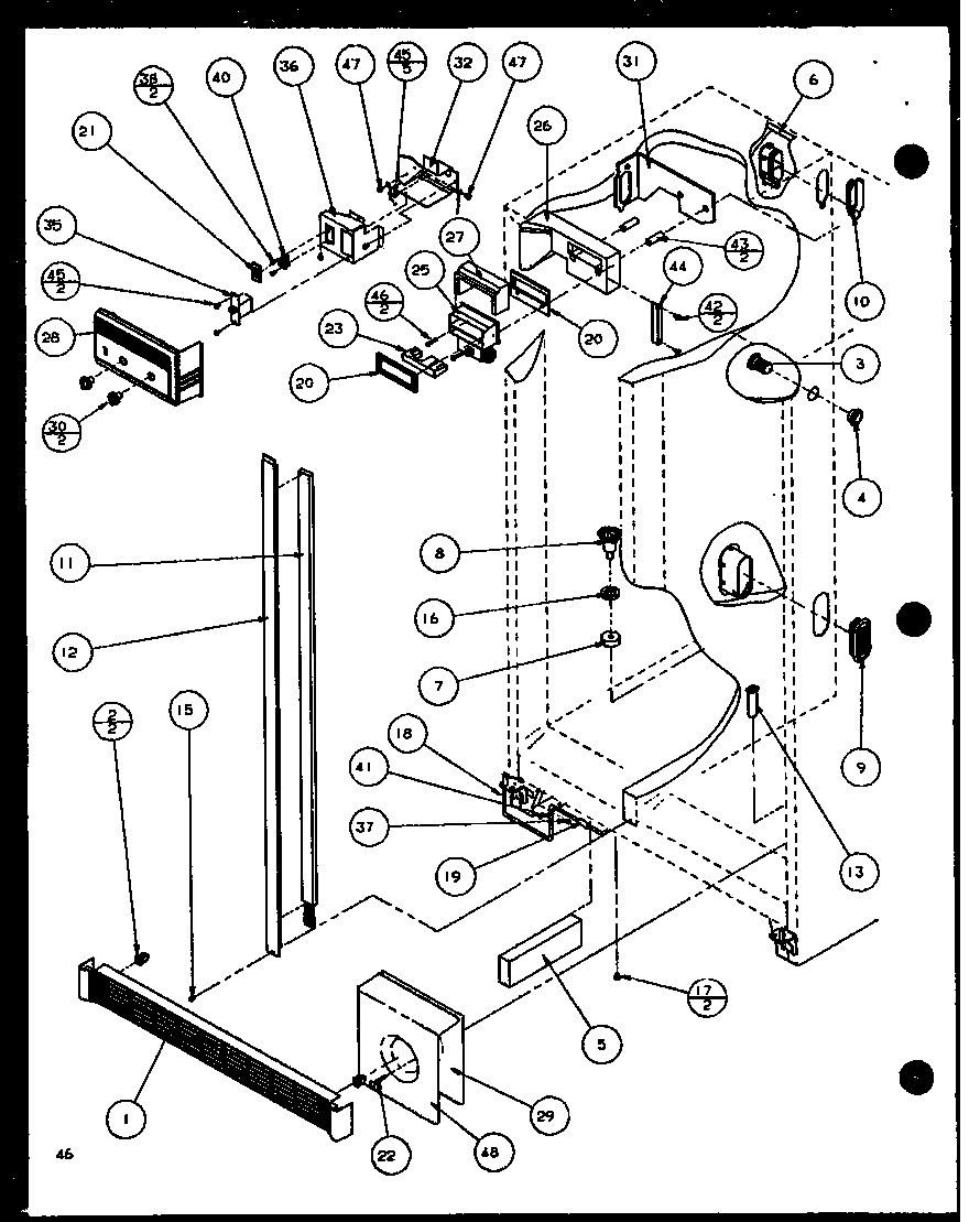 Amana SLD25JB-P1116503W refrigerator/freezer controls and cabinet (sld25jb/p1116503w) (sld25jb/p1116504w) diagram