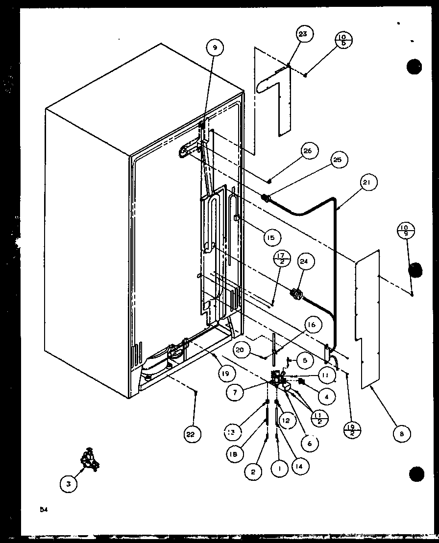Amana SLD25JB-P1116503W cabinetback (sld25jb/p1116503w) (sld25jb/p1116504w) diagram