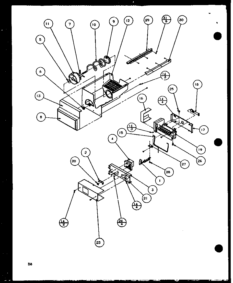 Amana SLD25JB-P1116503W ice bucket and ice maker (sld25jb/p1116503w) (sld25jb/p1116504w) diagram
