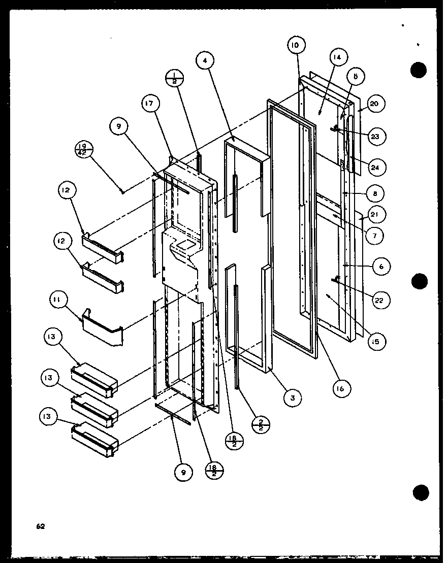 Amana SLD25JB-P1116503W freezer door (sld25jp/p1116505w) (sld25jp/p1116506w) diagram