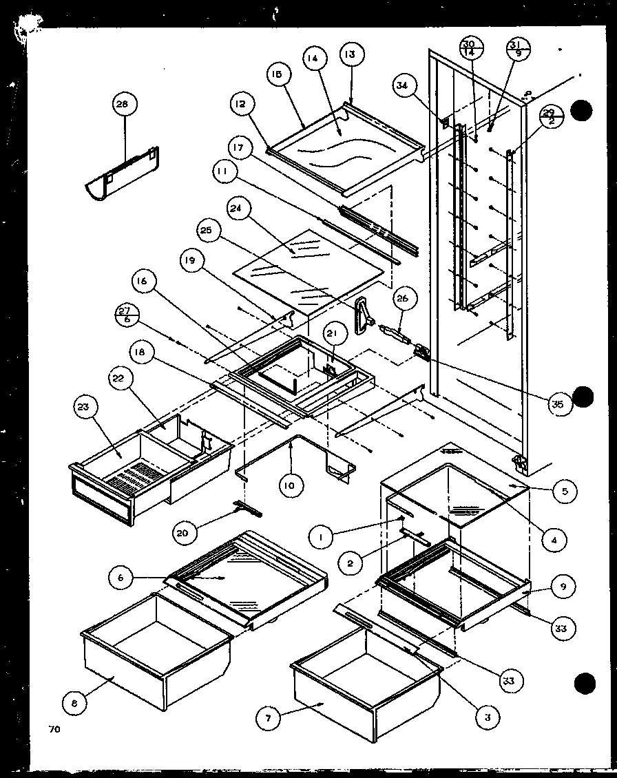 Amana SLD25JB-P1116503W refrigerator shelving and drawers (sld25jp/p1116505w) (sld25jp/p1116506w) diagram