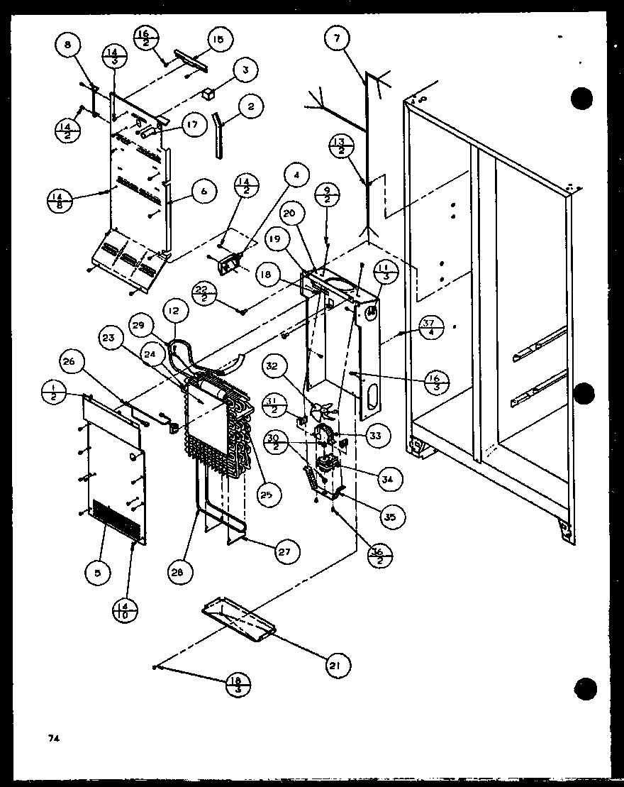 Amana SLD25JB-P1116503W evaporator and air handling (sld25jp/p1116505w) (sld25jp/p1116506w) diagram