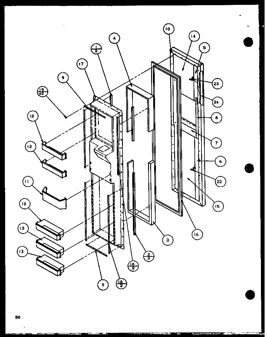 Amana SLD25JB-P1116503W freezer door (sld22jb/p1116105w) (sld22jb/p1116106w) diagram