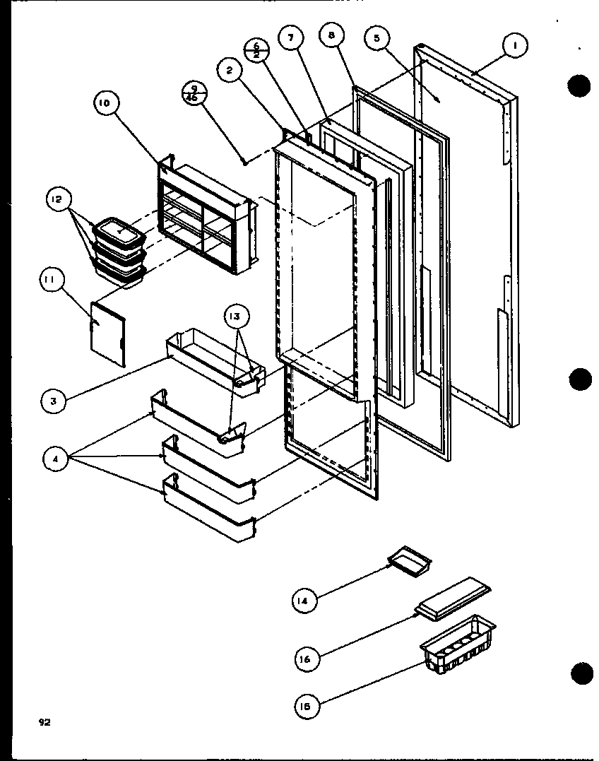 Amana SLD25JB-P1116503W refrigerator door (sld22jb/p1116105w) (sld22jb/p1116106w) diagram