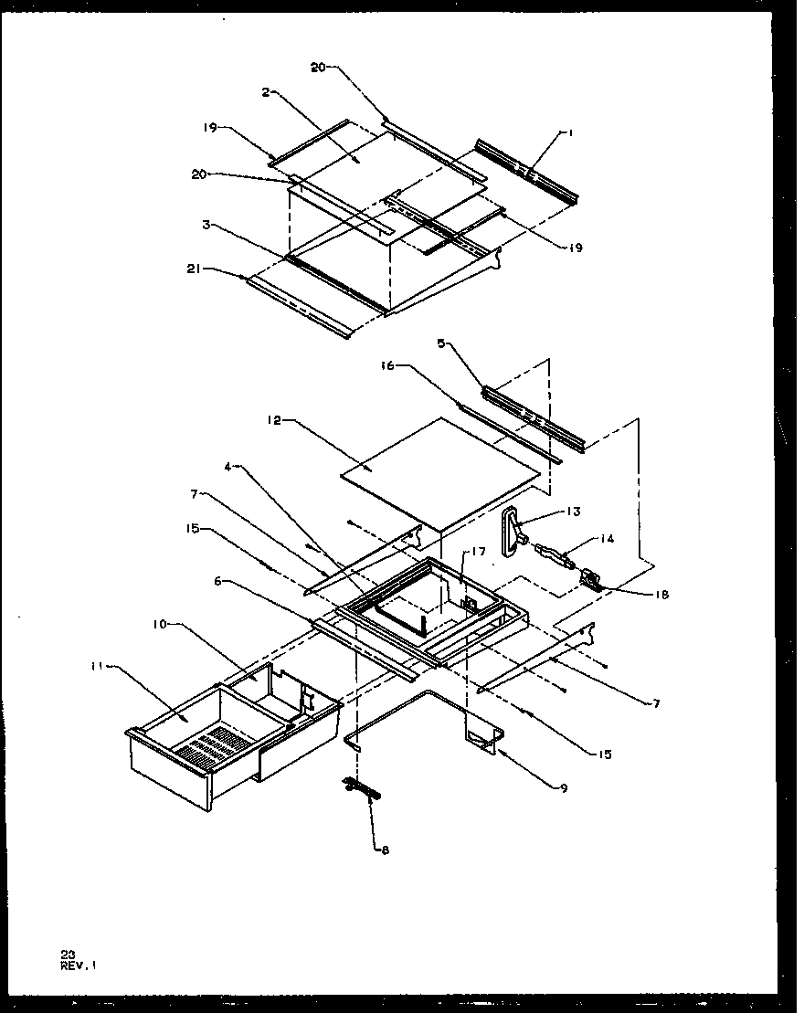 Amana SZD25NE-P1162403WE refrigerator shelving and drawers (sqd22nbl/p1162412wl) (sqd22nbw/p1162412ww) (szd22ng/p1162401wg) (szd22nl/p1162401wl) (szd22nw/p1162401ww) diagram