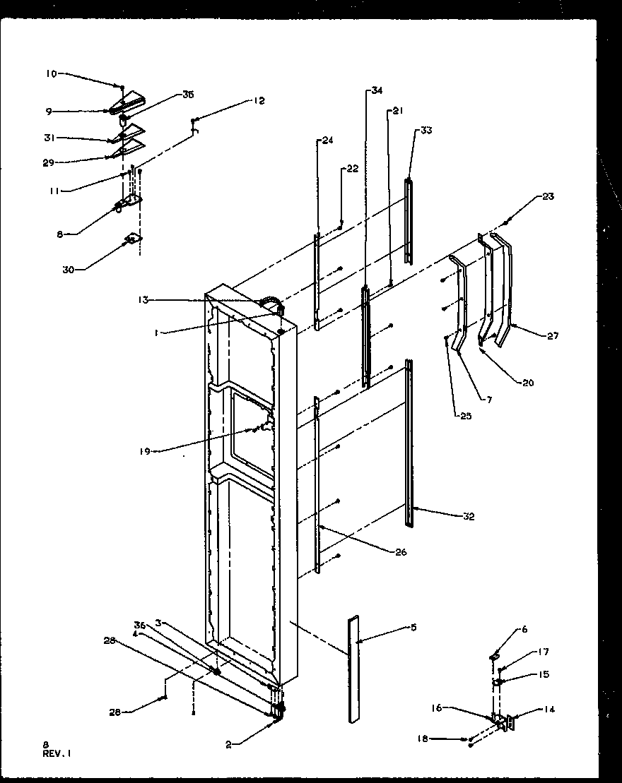 Amana SQD25NBL-P1162417WL freezer door hinge and trim parts (szd27nl/p1162404wl) (szd27nw/p1162404ww) (szd27ne/p1162404we) (szd27ne/p1162410we) (szd27nl/p1162410wl) (szd27nw/p1162410ww) diagram