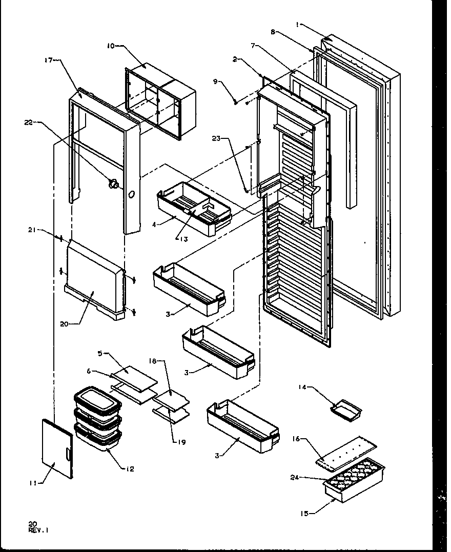 Amana SQD25NBL-P1162417WL refrigerator door (szd27nl/p1162404wl) (szd27nw/p1162404ww) (szd27ne/p1162404we) (szd27ne/p1162410we) (szd27nl/p1162410wl) (szd27nw/p1162410ww) diagram