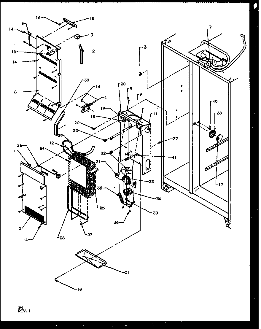 Amana SQD25NBL-P1162417WL evaporator and air handling (sqd25nbl/p1162417wl) (sqd25nbw/p1162417ww) (sqd25nb2l/p1162425wl) (sqd25nb2w/p1162425ww) (sqd25nb2w/p1162430ww) (sqd25nb2l/p1162430wl) (szd27nl/p1162404wl) (szd27nw/p1162404ww) (szd27ne/p1162404we) (szd27ne/p1162410we) (szd27n diagram