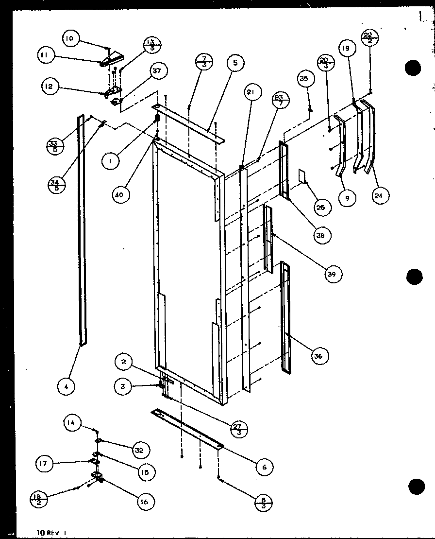 Amana SZD25M2W-P115104WW refrigerator door hinge and trim parts diagram