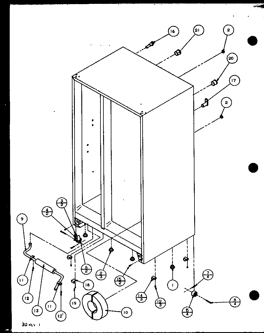 Amana SZD25M2W-P115104WW drain and rollers diagram