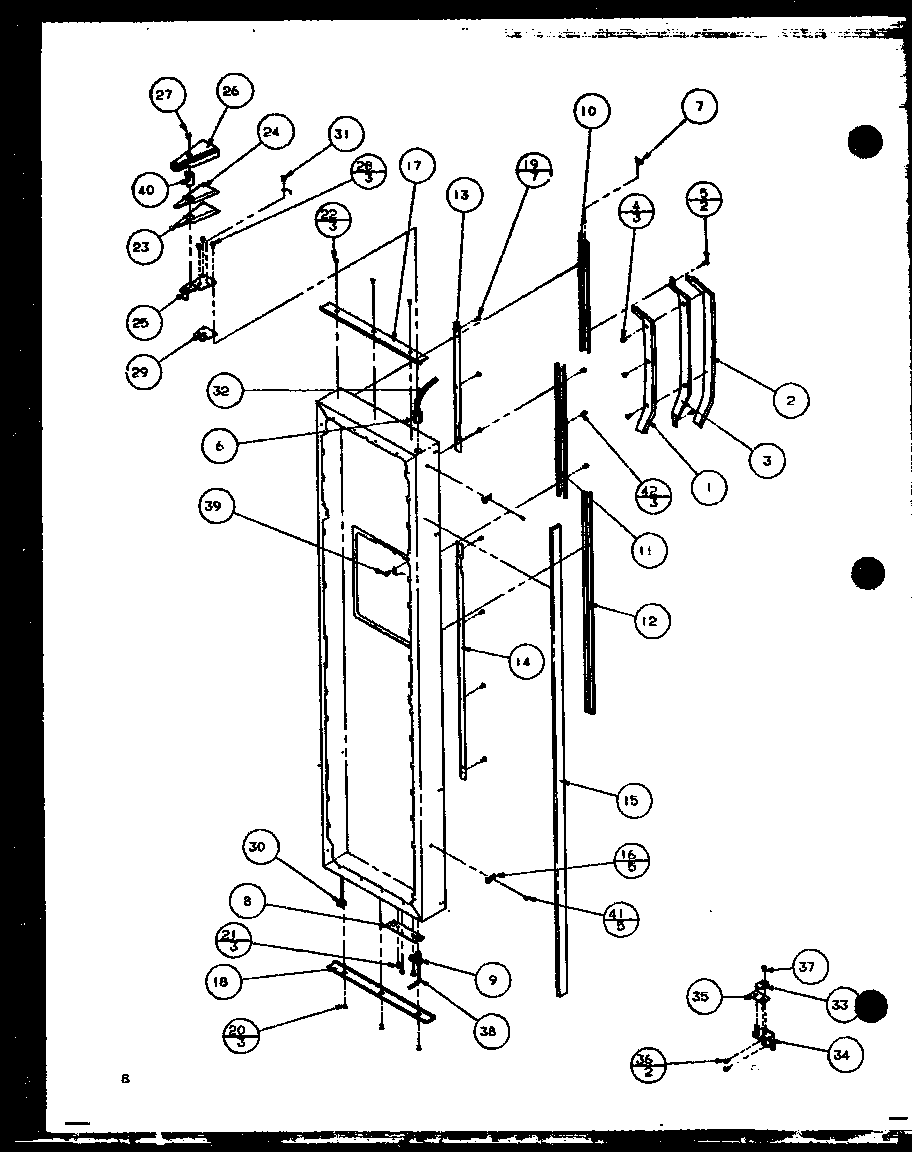 Amana 36518L-P1121604WL freezer door (36791w/p1152601ww) (36798l/p1152602wl) (36795e/p1152603we) diagram