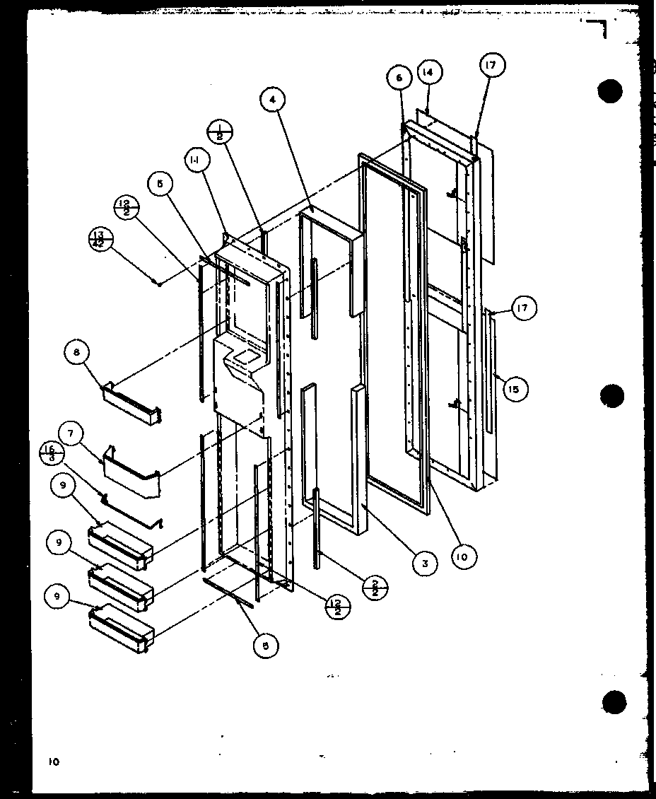 Amana 36518L-P1121604WL freezer door (36521w/p1121601ww) (36528l/p1121602wl) (36511w/p1121603ww) (36518l/p1121604wl) diagram