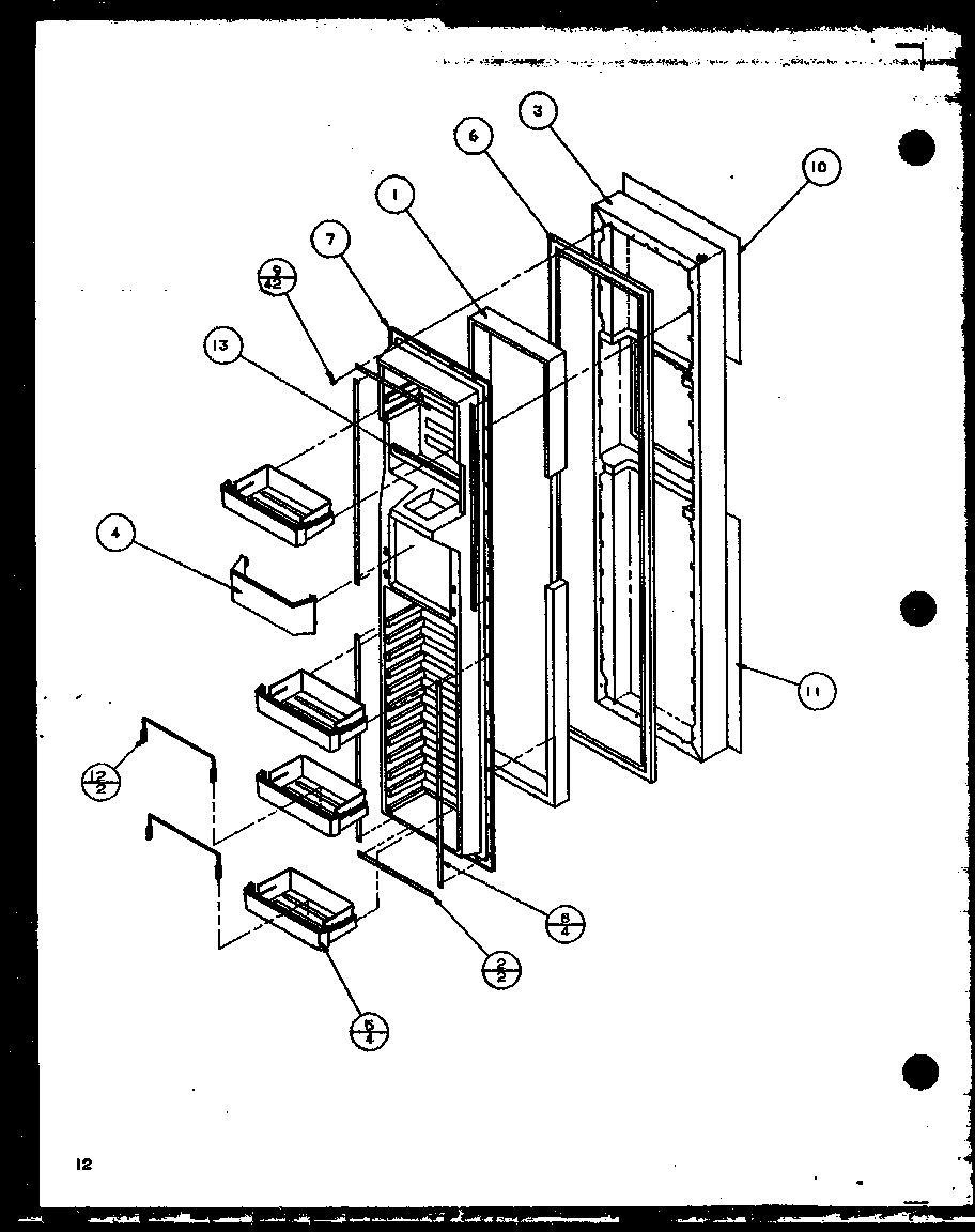 Amana 36518L-P1121604WL freezer door (36791w/p1152601ww) (36798l/p1152602wl) (36795e/p1152603we) diagram