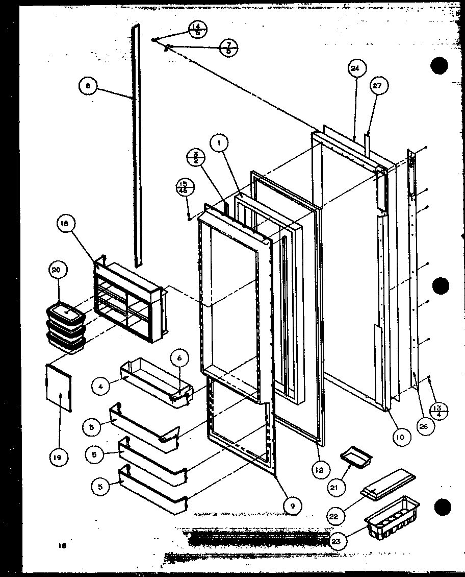 Amana 36518L-P1121604WL refrigerator door (36521w/p1121601ww) (36528l/p1121602wl) (36511w/p1121603ww) (36518l/p1121604wl) diagram