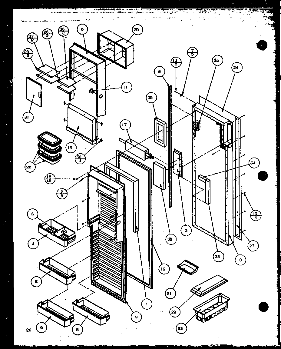 Amana 36518L-P1121604WL refrigerator door (36791w/p1152601ww) (36798l/p1152602wl) (36795e/p1152603we) diagram