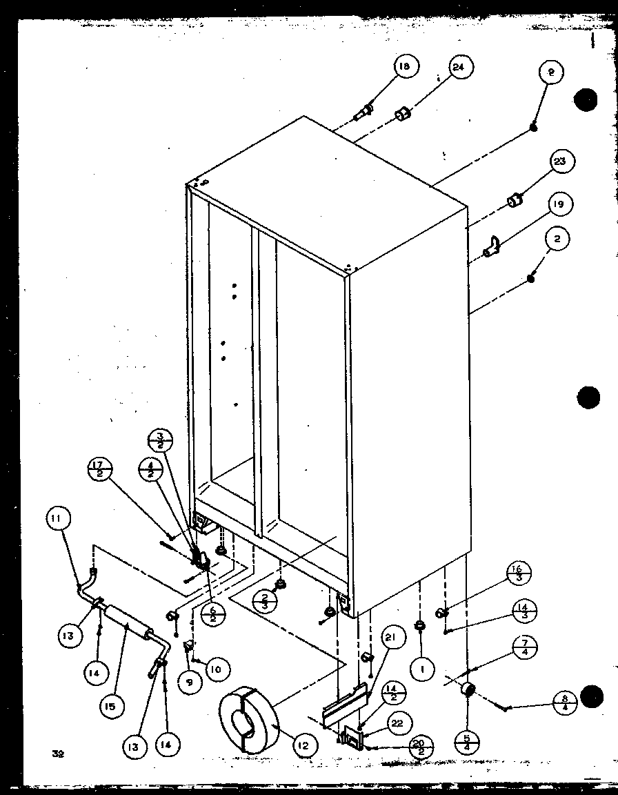 Amana 36518L-P1121604WL drain and rollers diagram