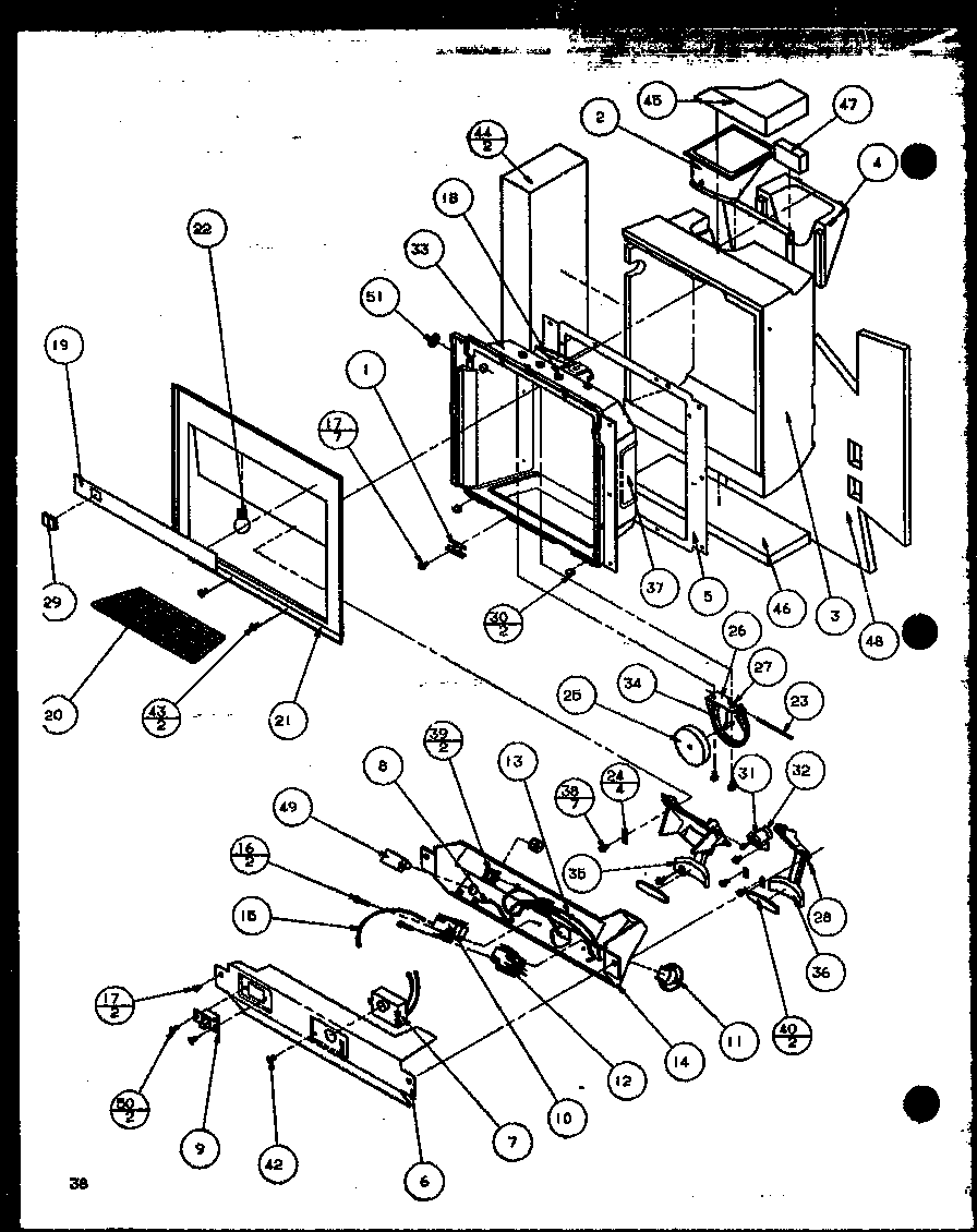Amana 36518L-P1121604WL ice and water cavity (36791w/p1152601ww) (36798l/p1152602wl) (36795e/p1152603we) diagram
