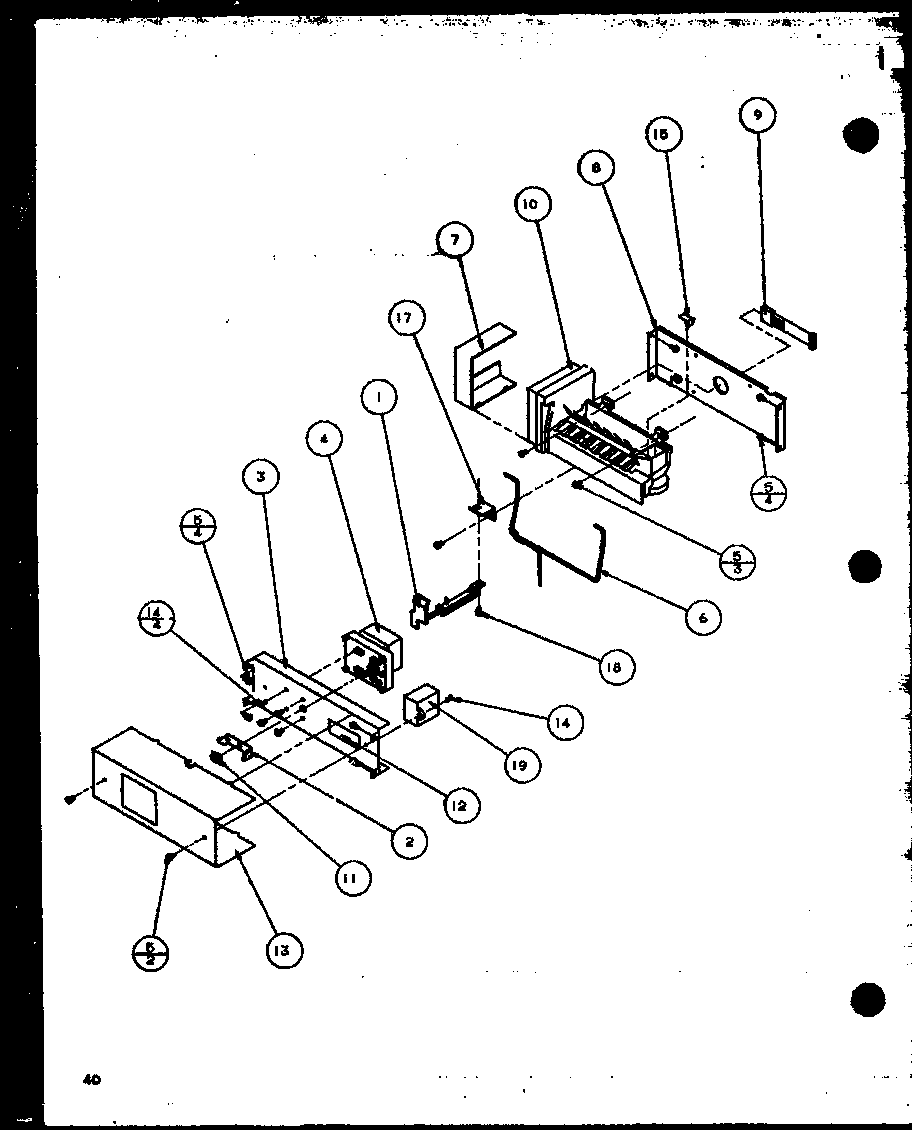 Amana 36518L-P1121604WL ice bucket and ice maker diagram