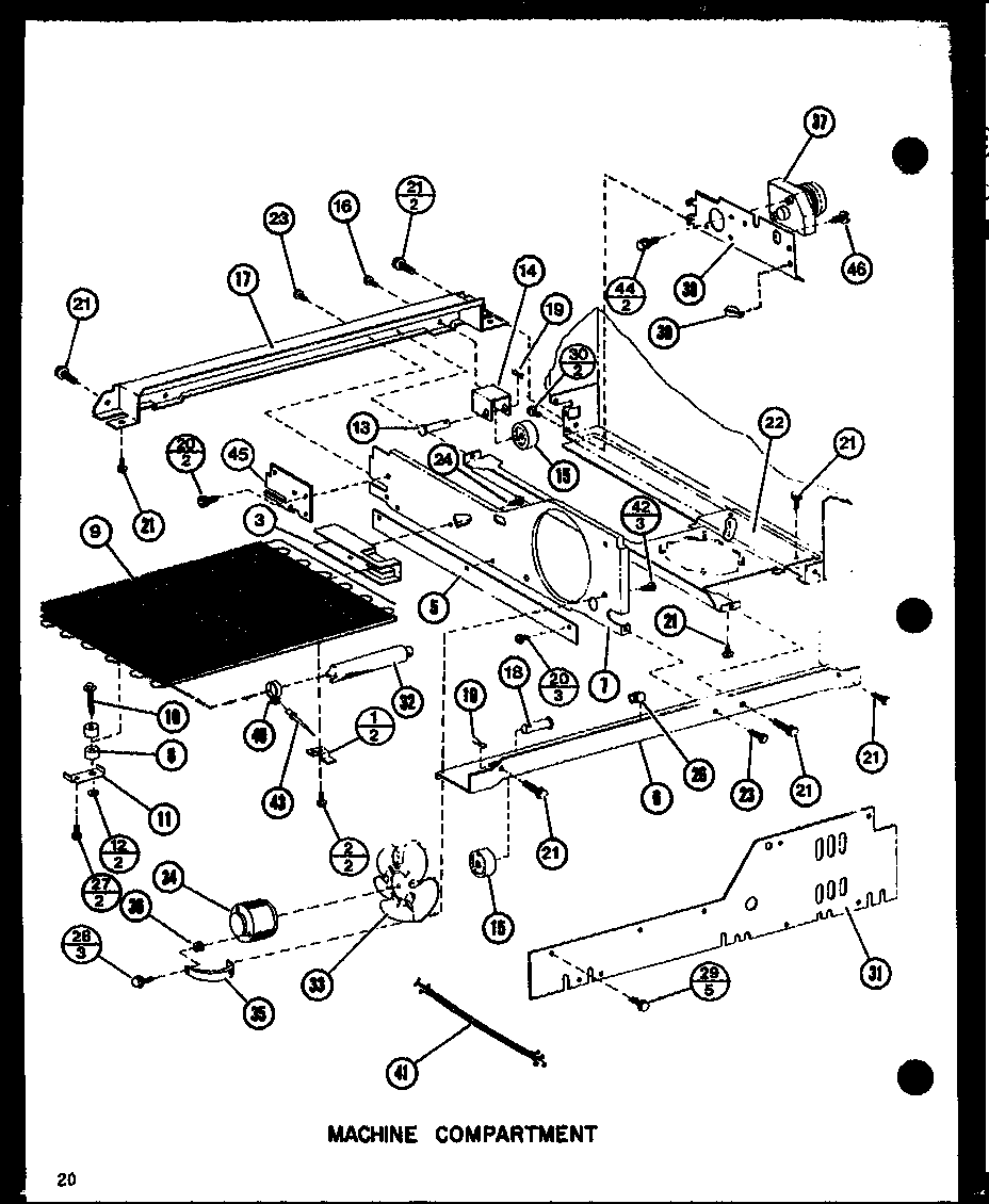 Amana SLDI25G1L-P7642106WL machine compartment diagram