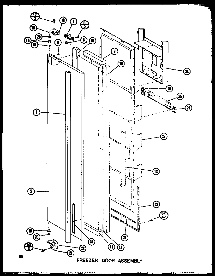 Amana IMP2800A-P77314-1W freezer door assembly diagram