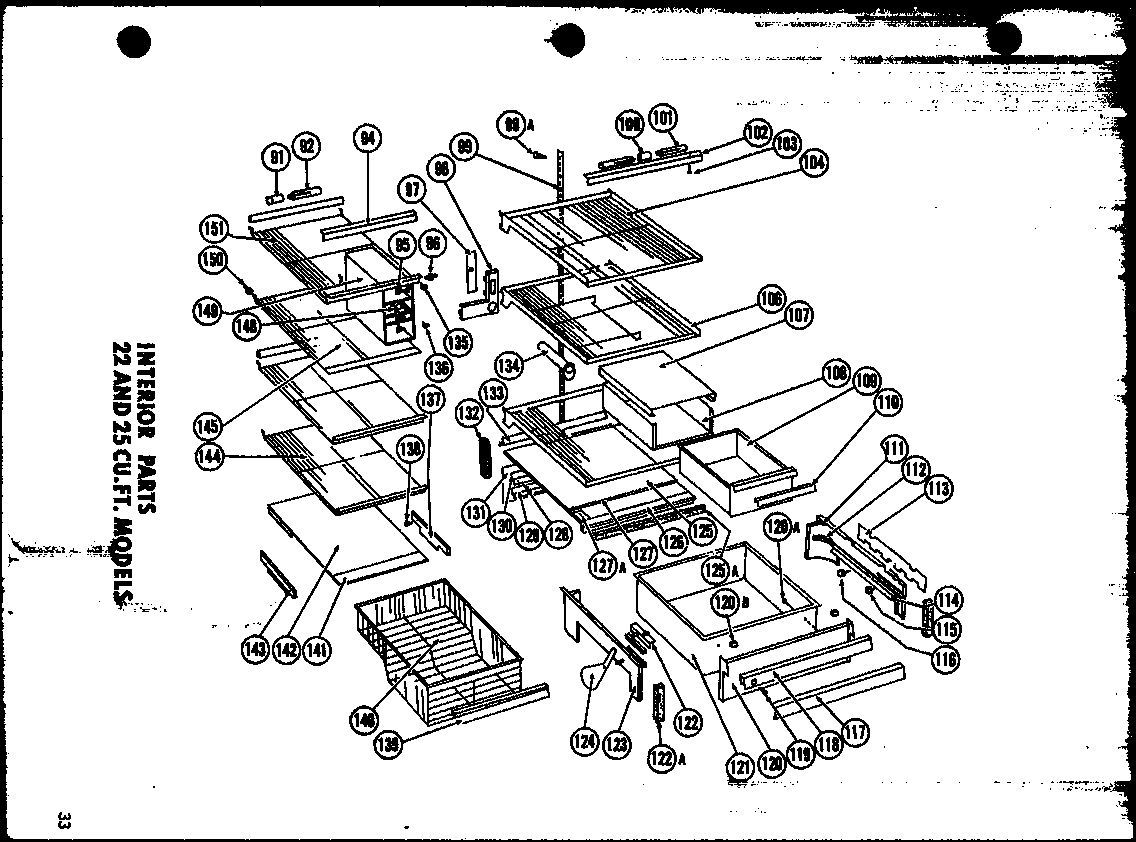 Amana ESR17G interior parts 22 and 25 cu. ft. models (sr25f) (sd25f) (sr22f) (sd22f) (sr19f) (sd19f) (sr17f) (esr17f) diagram