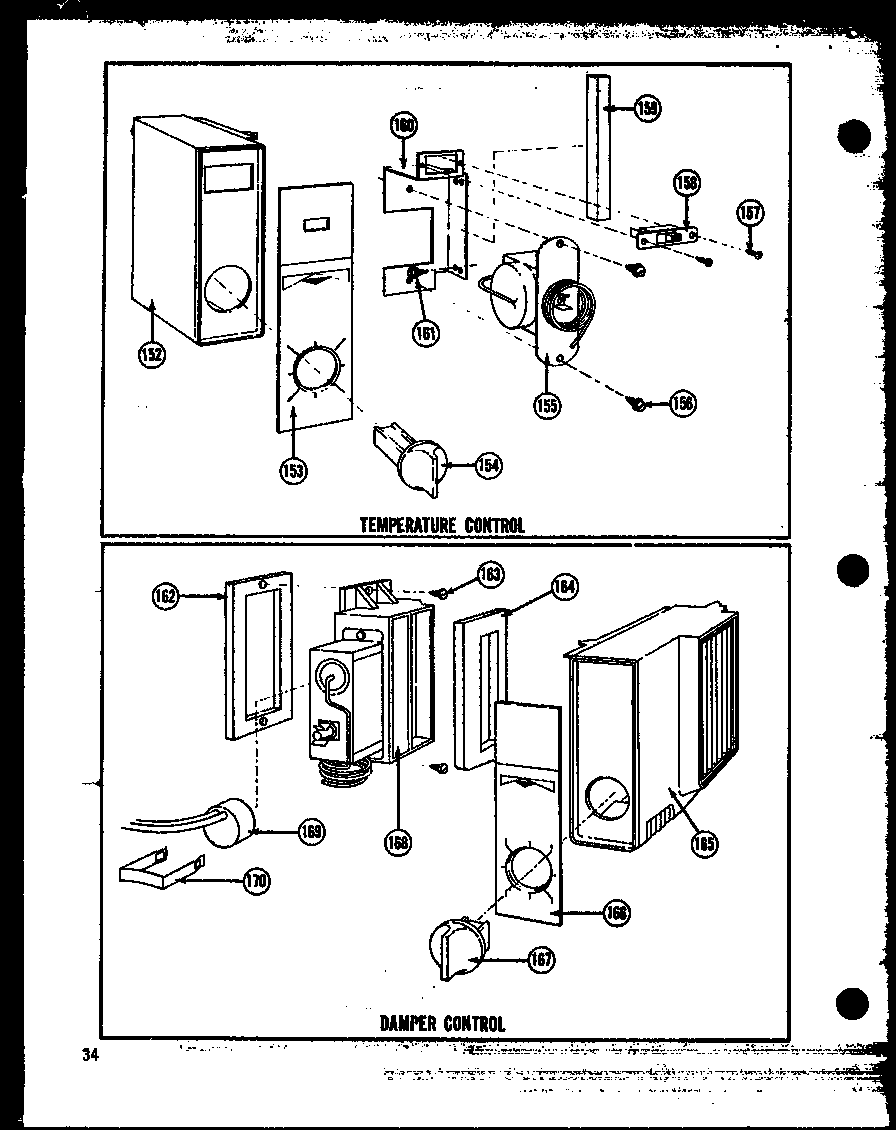Amana ESR17G temperature control/damper control (sr25f) (sd25f) (sr22f) (sd22f) (sr19f) (sd19f) (sr17f) (esr17f) diagram