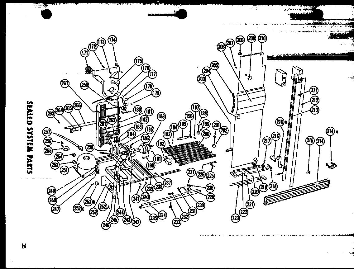 Amana ESR17G sealed system parts (sr25f) (sd25f) (sr22f) (sd22f) (sr19f) (sd19f) (sr17f) (esr17f) diagram