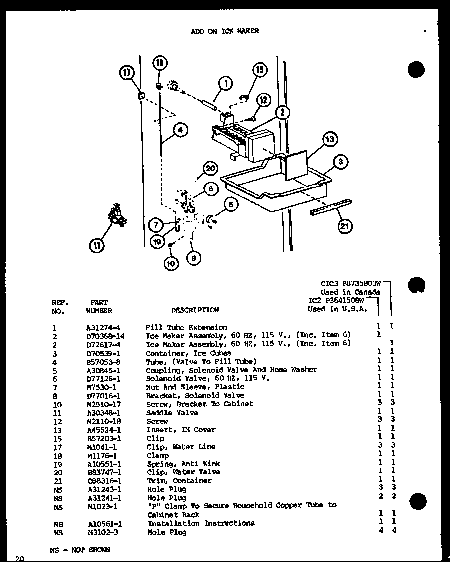Amana SL22G-P7745508W add on ice maker diagram