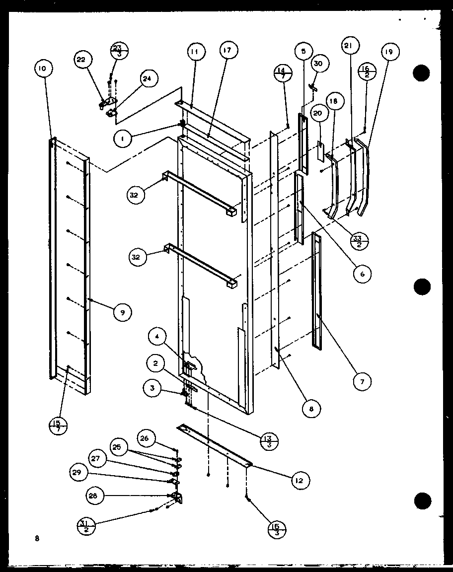 Amana SXP22H-P7836016W refrigerator door hinge and trim parts (sx25h/p7836005w) (sxp25h/p7836006w) (sx22h/p7836015w) (sxp22h/p7836016w) (sxp25h/p7836034w) diagram